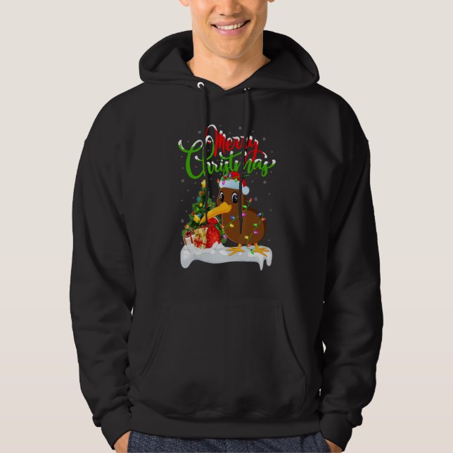 Kiwi Bird   Xmas Decorations Santa Kiwi Bird Chris Hoodie (Front)