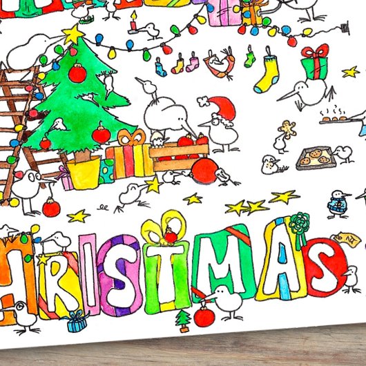 Kiwi Christmas greeting card by Nicole Janes