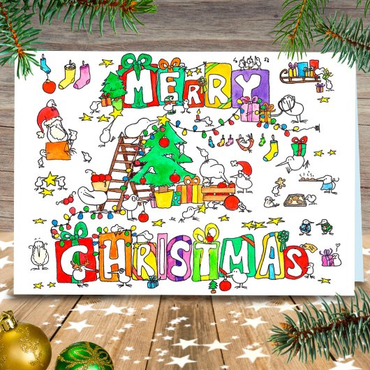 Kiwi Christmas greeting card by Nicole Janes