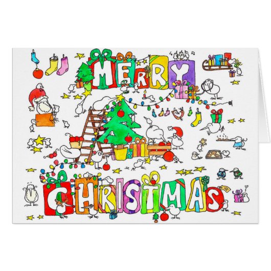 Kiwi Christmas greeting card by Nicole Janes (Front Horizontal)