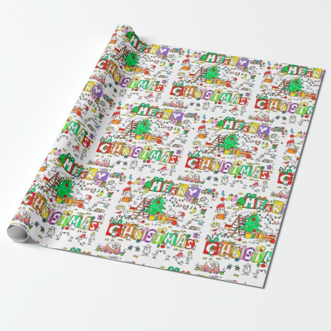 Kiwi Christmas wrapping paper by Nicole Janes (Unrolled)
