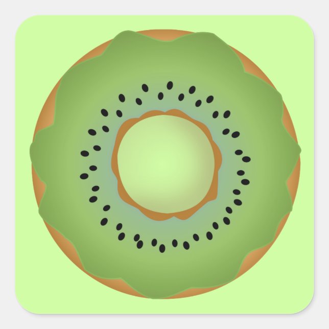 kiwi donut square sticker (Front)