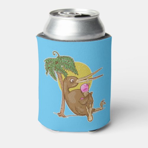 Kiwi eating an icecream can cooler