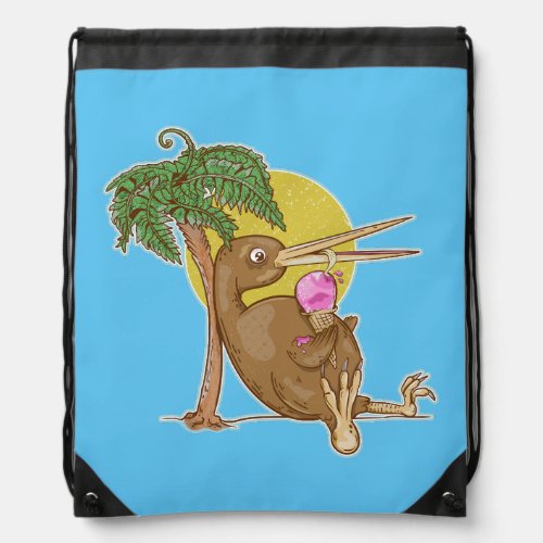 Kiwi eating an icecream drawstring bag