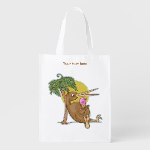 Kiwi eating an icecream grocery bag