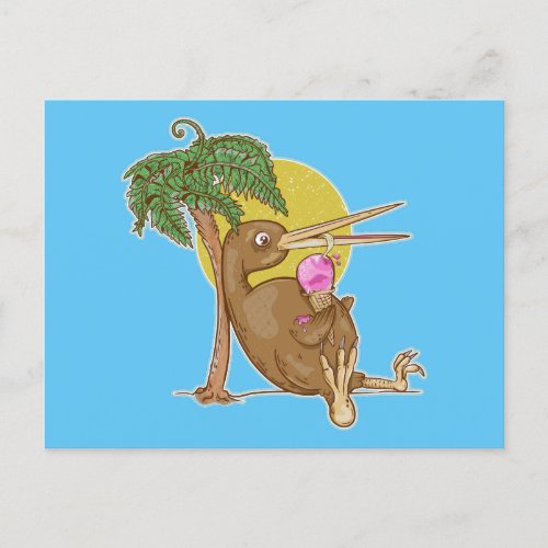 Kiwi eating an icecream postcard