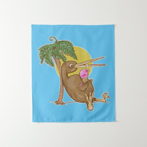 Kiwi eating an icecream tapestry