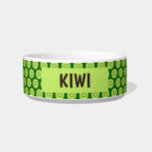 Kiwi Fruit Ceramic Pet Bowl<br><div class="desc">Kiwi- inside kiwi fruit with kiwi seeds dark green background</div>