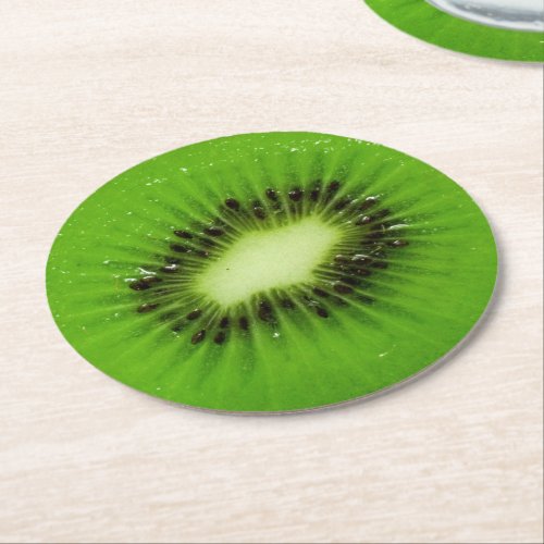 Kiwi Fruit Fresh Slice Round Paper Coaster