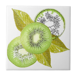 Kiwi, fruit, green, slice, fresh, green and white, ceramic tile