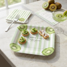Kiwi Fruit & Green Stripes Custom Bridal Shower 