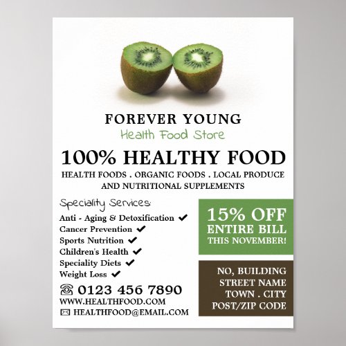 Kiwi Fruit Health Food Store Advertising Poster