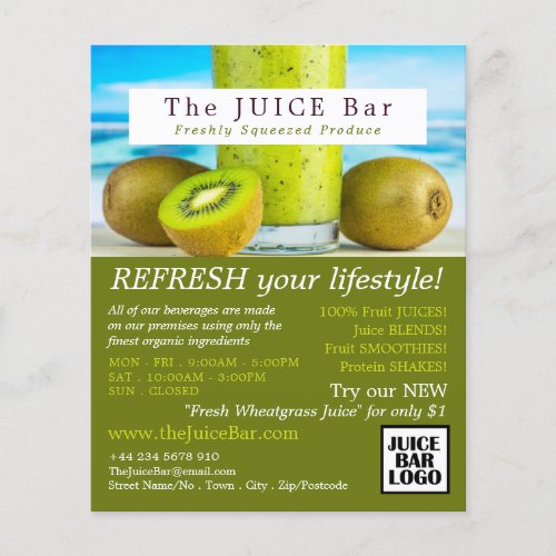 Kiwi Fruit Juice Bar Advertising Flyer
