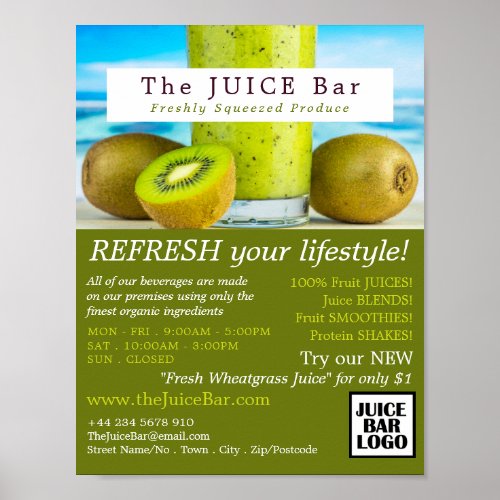 Kiwi Fruit Juice Bar Advertising Poster