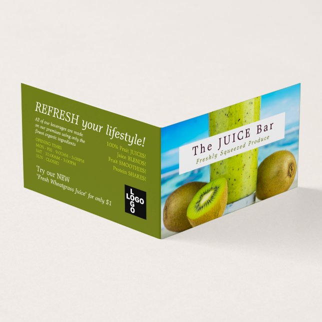 Kiwi Fruit, Juice Bar, Detailed Business Card (Outside)