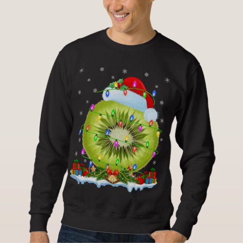 Kiwi Fruit Lover Matching Santa Hat Kiwi Christmas Sweatshirt