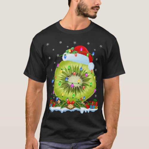 Kiwi Fruit Lover Matching Santa Hat Kiwi Christmas T_Shirt