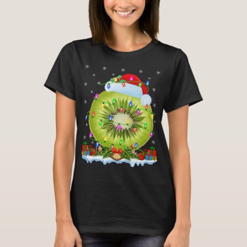 Kiwi Fruit Lover Matching Santa Hat Kiwi Christmas T_Shirt