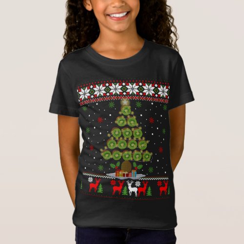 Kiwi Fruit Lover Xmas Lighting Kiwi Christmas Tree T_Shirt