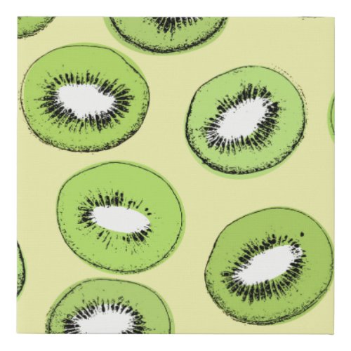 Kiwi fruit seamless patternbackground with kiwi s faux canvas print