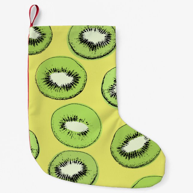Kiwi fruit seamless pattern,background with kiwi s small christmas stocking (Front)