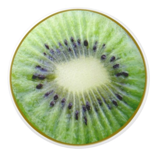 Kiwi Fruit Slice funny foodie 2D graphic Ceramic Knob