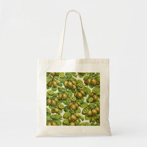 Kiwi Fruit Slices Botanical Pattern Tote Bag