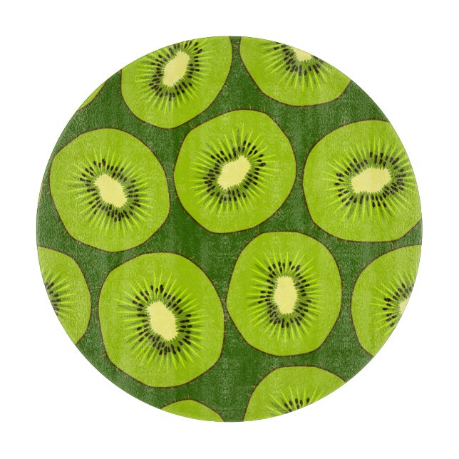 Kiwi fruit slices: dark green. cutting board (Front)