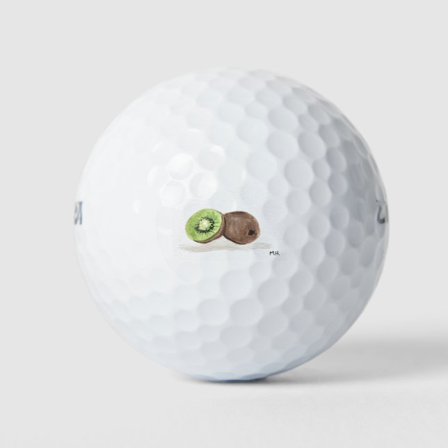 Kiwi fruit watercolour golf balls (Front)