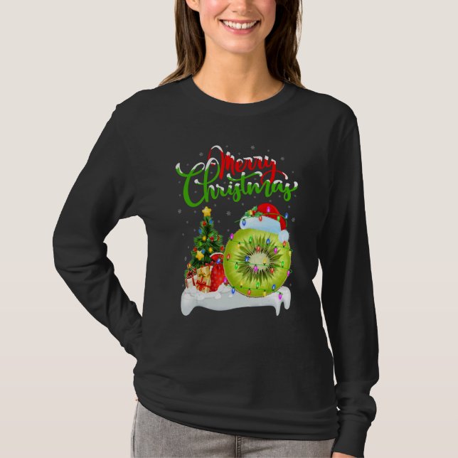 Kiwi Fruit   Xmas Decorations Santa Kiwi Fruit Chr T-Shirt (Front)