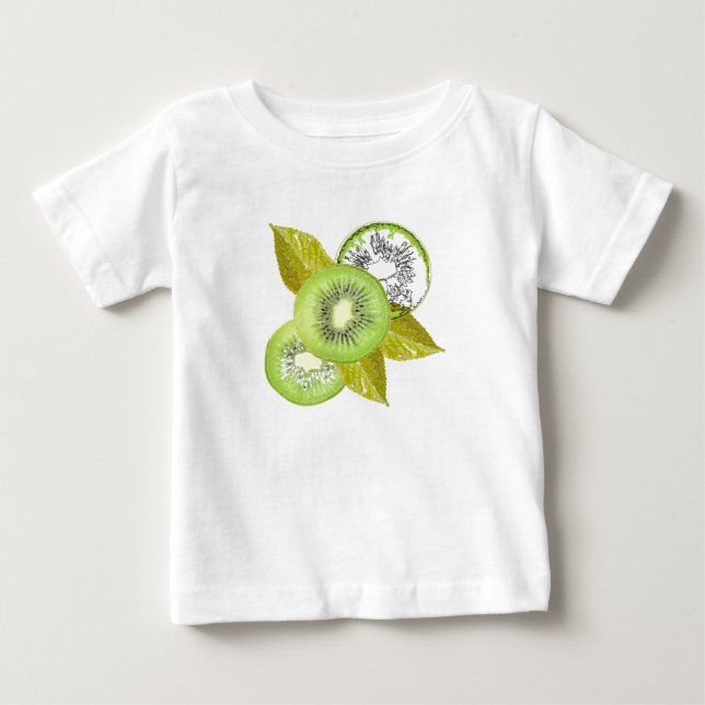 Kiwi, fruity, green and white, fresh, juicy, white baby T-Shirt (Front)
