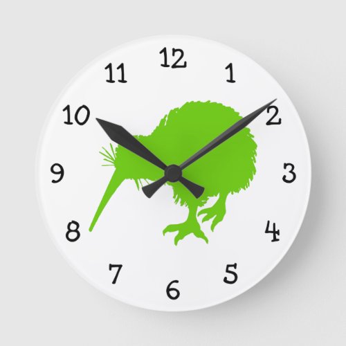 Kiwi Green Bird Round Clock