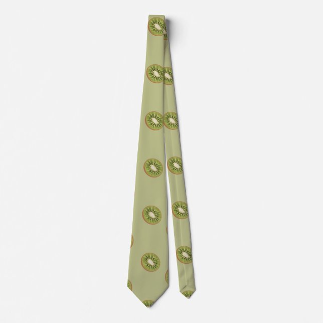 Kiwi green fruit pattern neck tie (Front)