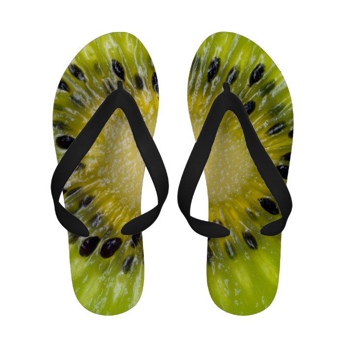 Kiwi Green Fruit w Seeds Sliced Closeup Background Sandals