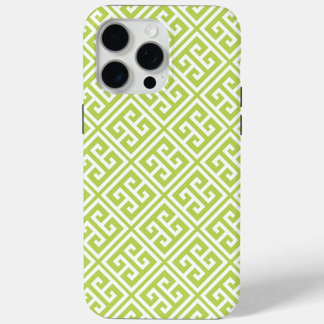 Kiwi Green Greek Key Pattern Case-Mate iPhone Case (Back)