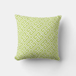Kiwi Green Greek Key Pattern Throw Pillow at Zazzle