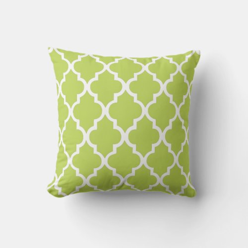 Kiwi Green Quatrefoil Pattern Throw Pillow