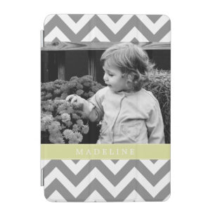 Kiwi Green Zigzags Pattern Personalized Photo iPad Mini Cover