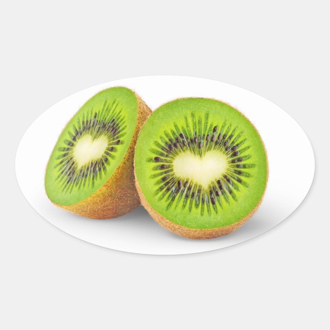 Kiwi hearts oval sticker (Front)