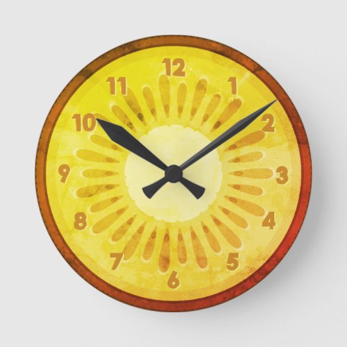 Kiwi Lemon Fruit Slice Round Clock