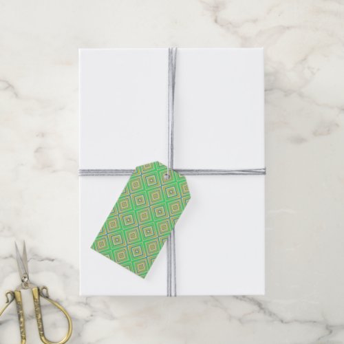 Kiwi Lime Green Alternative Diamond Pattern Gift Tags
