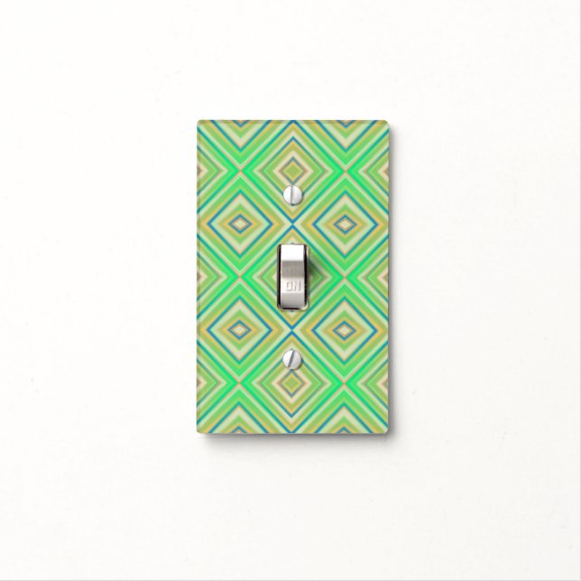 Kiwi Lime Green Alternative Diamond Pattern Light Switch Cover (In Situ)