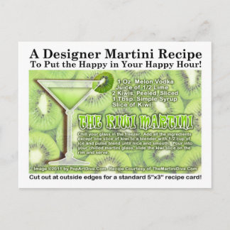 Kiwi Martini Recipe Postcard