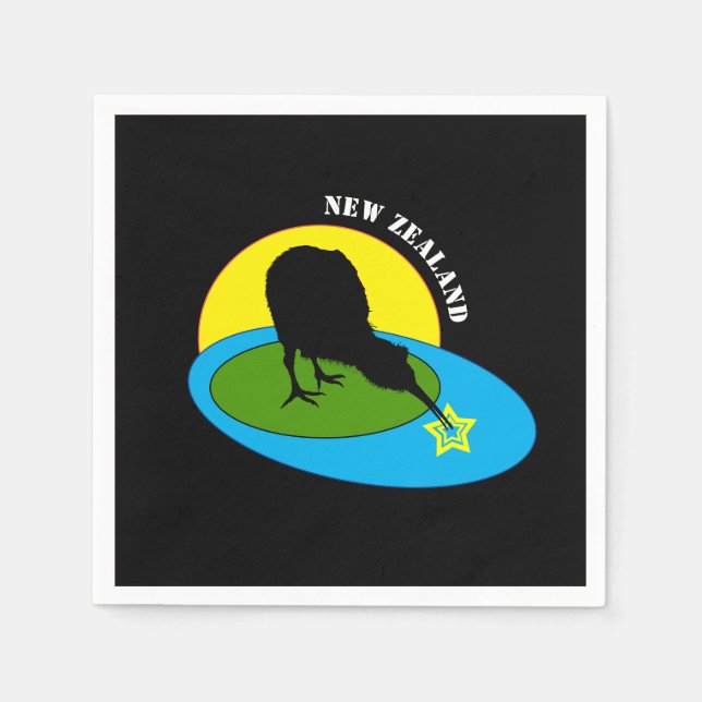 Kiwi - New Zealand Bird & Bro (kids party) Napkins (Front)