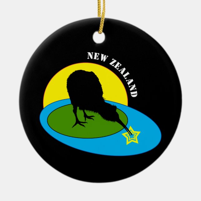 Kiwi - New Zealand Bird & Bro Travel (Christmas) Ceramic Ornament (Front)