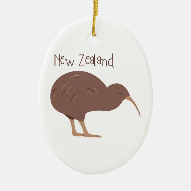 Kiwi New Zealand Bird Ceramic Ornament (Front)