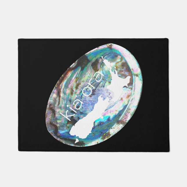KIWI NEW ZEALAND COUNTRY MAP PAUA SHELL KIA ORA  DOORMAT (Front)