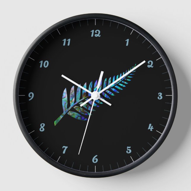 KIWI NEW ZEALAND FERN PAUA CLOCK (Front)