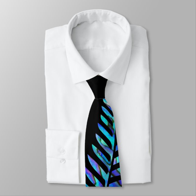 KIWI NEW ZEALAND FERN PAUA NECK TIE (Tied)