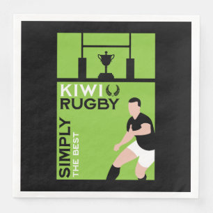 Kiwi NZ Rugby Players Art Paper Dinner Napkins
